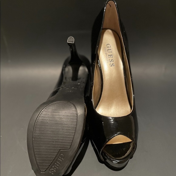 Guess Peep Toe Patent Black Platform High Heels - Picture 3 of 4